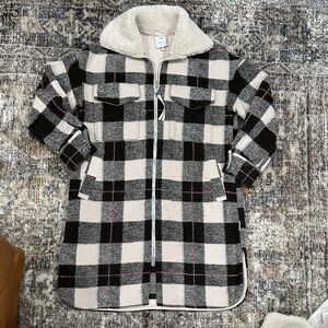 Varley Gracie Knit Brown and Cream Checkered Jacket